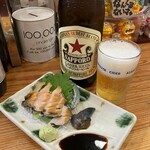 Izakaya Nonbiri - 瓶ビールとアワビ