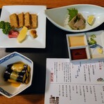 Sushi Maru Honten - 茄子の味噌掛け、久万高原手造りこんにゃく、松山じゃこ天、緋の蕪漬け