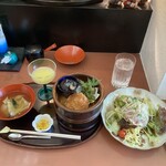 Cafe de Saika - 豚しゃぶ冷しあえ麺(ライス おかず 味噌汁 デザート 飲み物付)  1000円