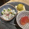 焼鳥 ふくなが - 料理写真:前菜 （かぼちゃのクリームチーズ和えナッツとレーズン入り 、アメーラトマト酢たれ 、季節野菜のバーニャカウダソース）