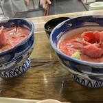 Kumagera - 和牛ローストビーフ丼 左:肉増し/ライス大盛2900円、右:肉増し2800円