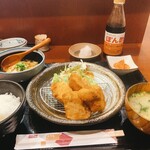 Washoku Nakamori - きなこ豚 ヒレカツ定食 1,100円、自家製明太子 220円、玉子とじ 220円、大根おろし 110円