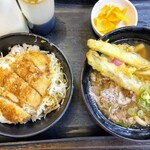 Sukesan Udon Asakawa Ten Yukuhashi Ten - しあわせセット(ミニ肉ごぼう天&ミニソースかつ丼)