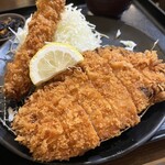 とんかつ六九 - 上ロースカツ定食+エビフライ