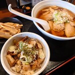 喜多方ラーメン専門店 喜鈴 - 料理写真:チャーシュー丼セット（＋メンマ）