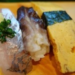 Uogashi Zushi - （2014/3月）「にぎりランチ」のアジ、トリガイ、玉子