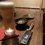 China Sai Shuka - ビールと付き出し。