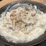 山下本気うどん - よーくかき混ぜて、釜玉のクリームチーズ版って感じ