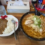 Ramen Sanpachi Kitami Ten - 味噌ラーメン大盛りミニカレーセット1,130円