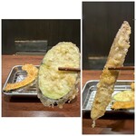 Hakata Tempura Takao Kyanaru Shiti Ten - ＊カボチャは甘みを感じて美味しい。牛蒡と茄子は普通。