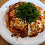 Okonomiyaki Teppanyaki Sora - 肉玉唐麺・イカ天ねぎかけ（1,000円）