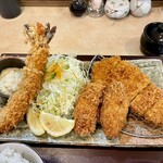 Katsu Tatsu Hon Ten - 牡蠣海老ロースカツ定食　牡蠣フライ1個追加