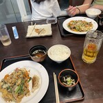 Kane Shokudo Yona Shiro Ten - 野菜炒めと麩炒め&餃子にビール