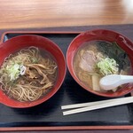 道の駅 やまびこ館 - 料理写真:舞茸だしそば　と　宮古ラーメン