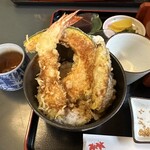 二八そば 一貴 - 半海老天丼しっかり量も有る