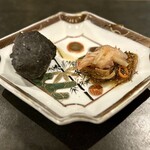 食堂 一石三鳥 - 甘海老の松前漬けとゼッポリーニ