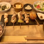 RIVER CAFE - ”しお“焼き鳥5種の食べ比べ定食