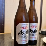 鉄砲 - 瓶ビール　アサヒスーパードライで乾杯。