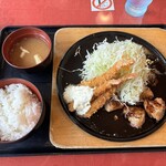 播磨の里 - 料理写真:チキンステーキ＆エビフライ定食