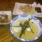 Jinanbo Yashimaten - 軟骨唐揚げ、皮ポン酢、揚げ出し餅