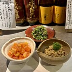 Sasaya - クレソン胡麻和え　トマトのマリネ　えのき山椒