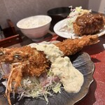 K.AKASHI - 大えびフライ(1尾)とコロッケ定食 ¥1,500