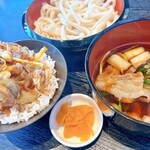 手打ちうどん 小麦堂 - 小麦堂定食(肉汁・かき揚げ丼)