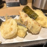 Tempura to Wine Kojima Kyobashi Ten - レンコン、なす、ちくわ、海苔、さつまいも