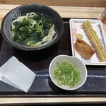 Hanamaru Udon Shinjuku Higashiguchi Moa Gai Ten - わかめうどん　追加ネギ　磯辺揚げ