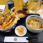 Ten-don Tenya Ichikawa Ten - 冬天丼 小そばサービスセット、ハイボール