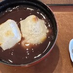 京甘味 文の助茶屋 - 餅入りぜんざい、もちろん塩昆布も