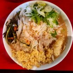 ラーメン二郎 - 小ラーメン ニンニク、アブラ ねぎ しょうが ニラキムチ