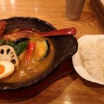 鉄板カレー 匠えん - 匠えんスープカレー。ご飯増量（無料）