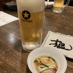 Yakitori Oden Kon Kitaichijo Ten - ビールとお通し