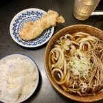 長麺うどん - うそば中盛り　ライスにとり天