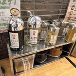 油そば専門店 ぶらぶら - 卓上の調味料