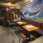 Osake to Gohan Sandal Kitchen - 店内。壁の絵が印象的！