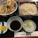 Soba Dokoro Kuraju - 今月の得A 海老天丼+もり1000