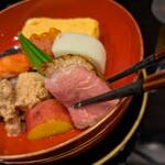 松庵 - 鴨ロースト、丸十レモン煮、蒲鉾etc