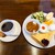 CAFE SKYBLUE - 料理写真:●ホットコーヒー（モーニングサービス付き）550円
          
          を注文してみた
          
          ◯ホットコーヒー
          酸味、苦味普通で
          抽出されてから時間経過してる
          加熱による軽く濃い目なビター感があった