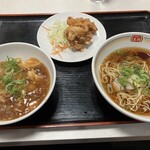 餃子の王将 - ジャストランチセッ(小ラーメン・小麻婆豆腐丼・唐揚げ2ケ)