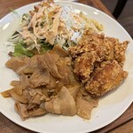 Western Dining Kitchen Minoruya - 豚のしょうが焼とから揚げミックス定食（980円）