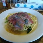 Dining Cafe Kibunya - 生ハムとホウレン草のペペロンチーノ。