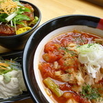 Mini yuba fried rice bowl yuba tomato Ramen set meal