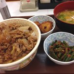 すき家 - ニンニク牛丼　メガ盛り　￥777
とん汁からあげセット　￥302