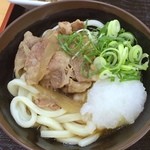 Ganba Tei Heiwadori Ten - 「肉ぶっかけうどん小(500円)」。味付けは好きかも〜