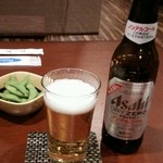 侍 - 付だしの枝豆 162円とノンアルコールビール 420円