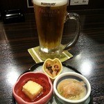 味わい酒房 咲くら - お通し＆生ビール