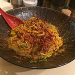 Musashibo Yokogawa Ten - 汁なし担々麺(濃厚胡麻)温玉・セロリトッピング更に唐辛子追加〜(*^_^*)