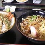 鶴亀そば - Ｂランチ　ミニ天丼と蕎麦